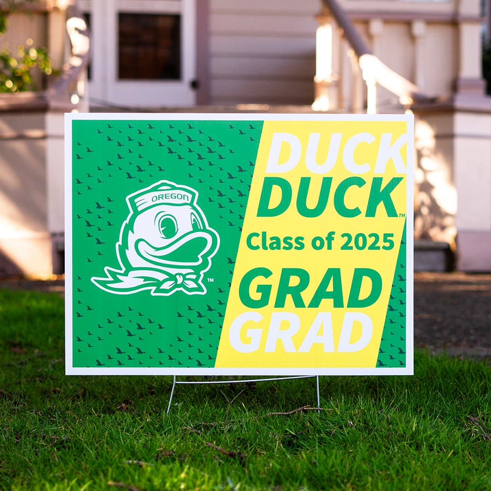 Ducks Spirit, Green, Garden & Patio, Plastic, Grad, Home & Auto, Corrugated, Class of 2025, Yard Sign, 932746